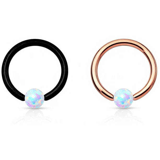 Opal Captive Ball Bead Ear Cartilage Septum Nose Ring Hoop Earrings Piercing NEW Opal Captive Ball Bead Ear Cartilage Septum Nose Ring Hoop Earrings Piercing NEW